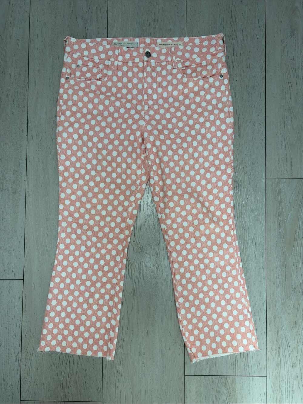 Anthropologie Polka Dot Pink Capri Pants